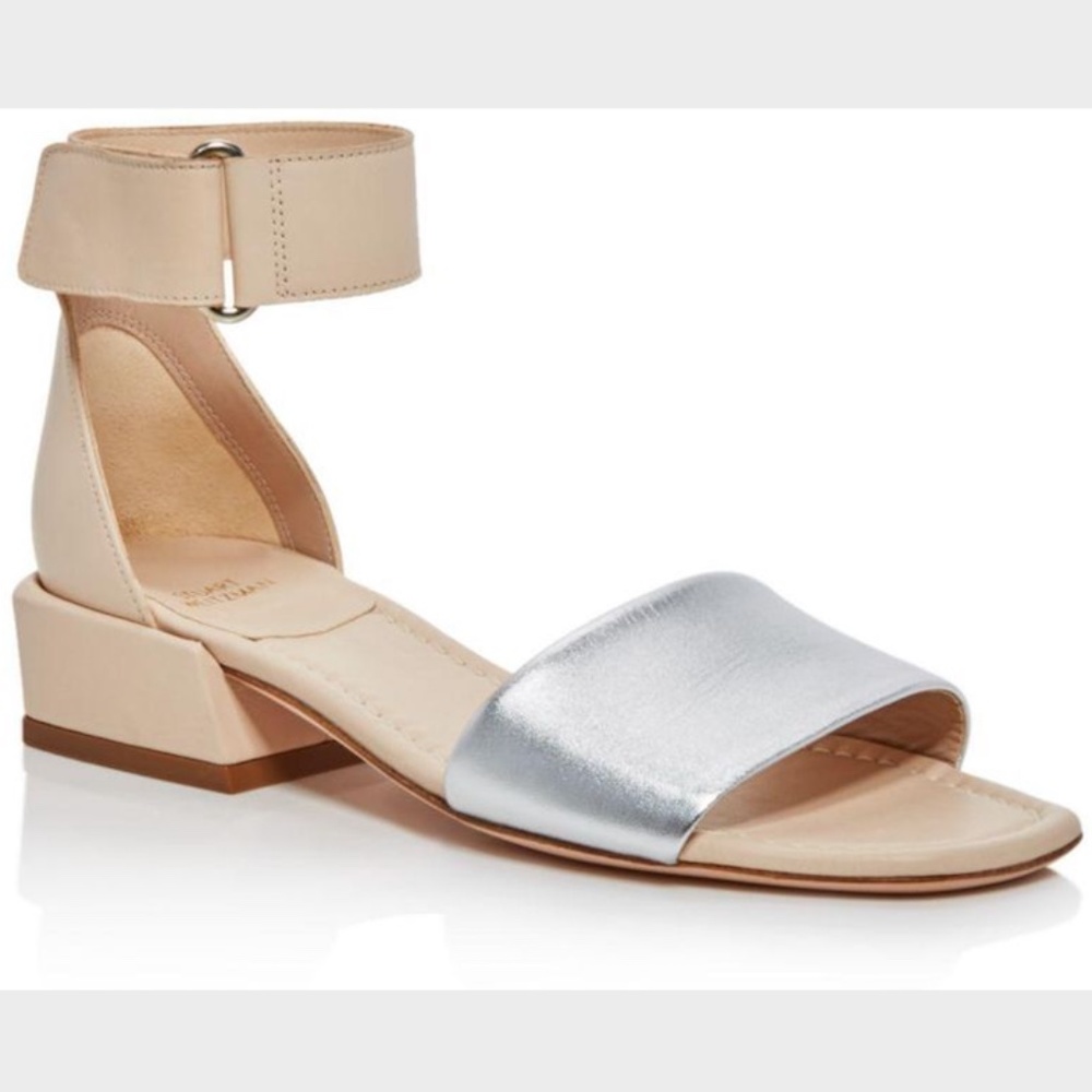 Stuart Weitzman Oneway Leather Ankle Strap Sandals